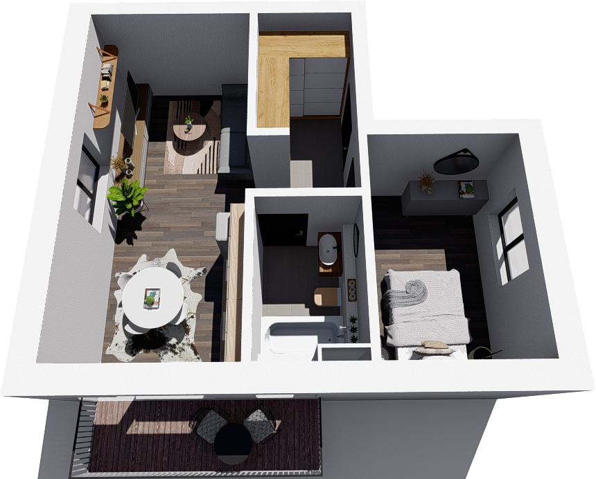 Dvojizbový byt s rozlohou 40 m2