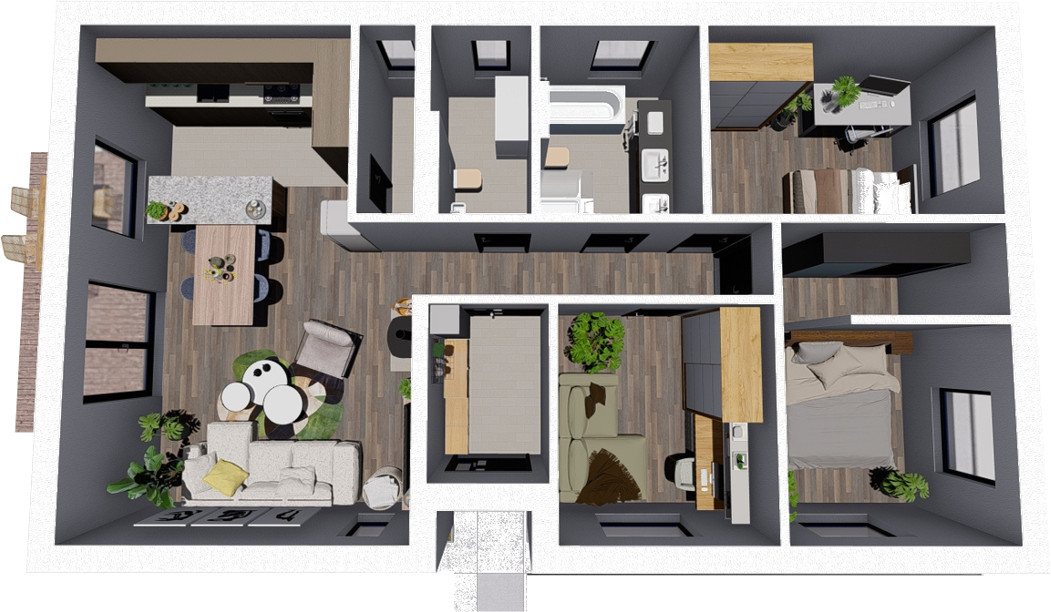 Štvorizbový dom s rozlohou 103 m2